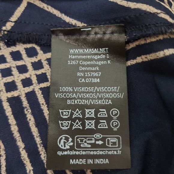 MASAI Copenhagen Narcelle Midi Dress Womens Medium Navy V-Neck Check Academia - Picture 9 of 12